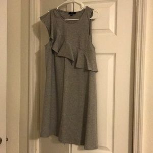 Jersey sleeveless ruffle front casual dress